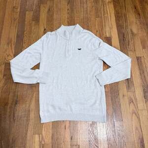 Hollister Icon Logo Half Zip Knit Jumper in Light Grey Medium
